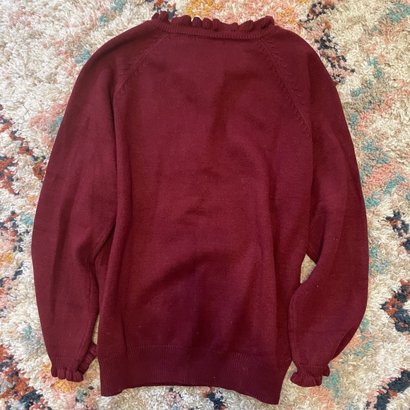 Ruffle V-Neck Button Sweater - Picture 4 of 6